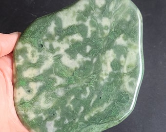 Jade Slab, Polished Green Jade Specimen, Nephrite Jade Slab, Healing Heart Chakra, Calming Crystal, Jade Base