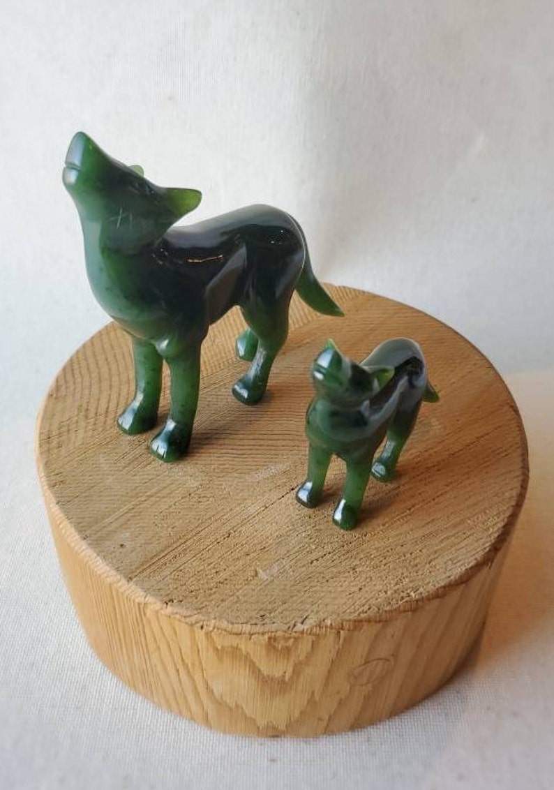 Green Nephrite Jade Wolf Carved Jade Standing Wold Etsy