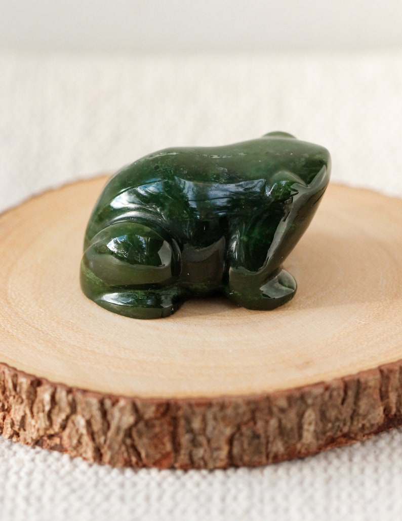 Green Nephrite Jade Frog Carved Green Frog Good Luck Frog Etsy