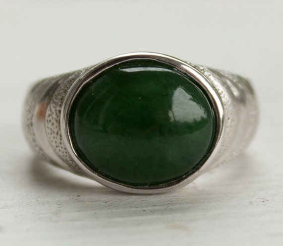 Handcrafted Ring With Natural Green Jade Gemstone Ring Cabochon /& Opaque Stone Boho Ring Girls Ring Finger Ring 925-Silver L#-283353-R