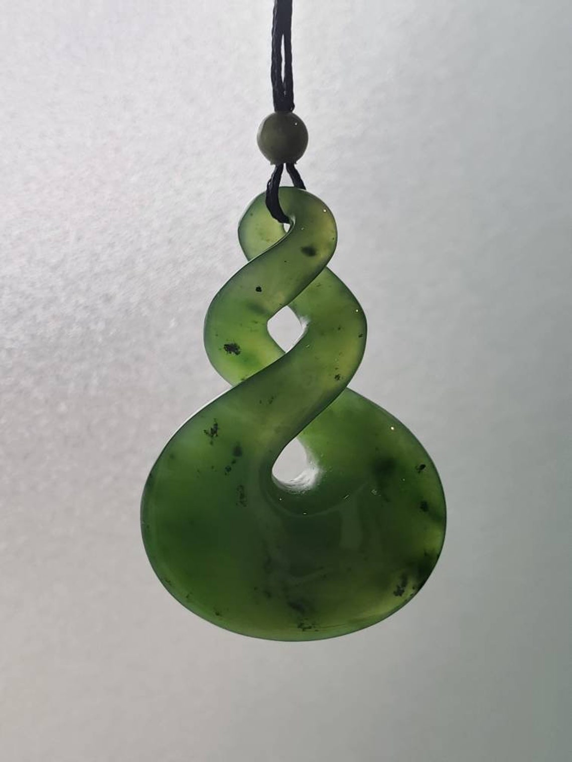 Double Twist Maori Necklace Black Nephrite Jade Green Etsy
