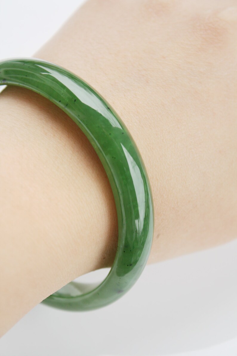 Genuine Jade Bangle Comfort Fit A Grade Heirloom Green Jade Etsy