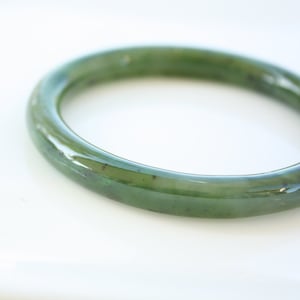 Genuine Jade Bangle, Nephrite Jade Bangle, Carved Nephrite Jade, Healing Heart Chakra, Calming Bangle, Protective Bangle, 35th Anniversary image 2