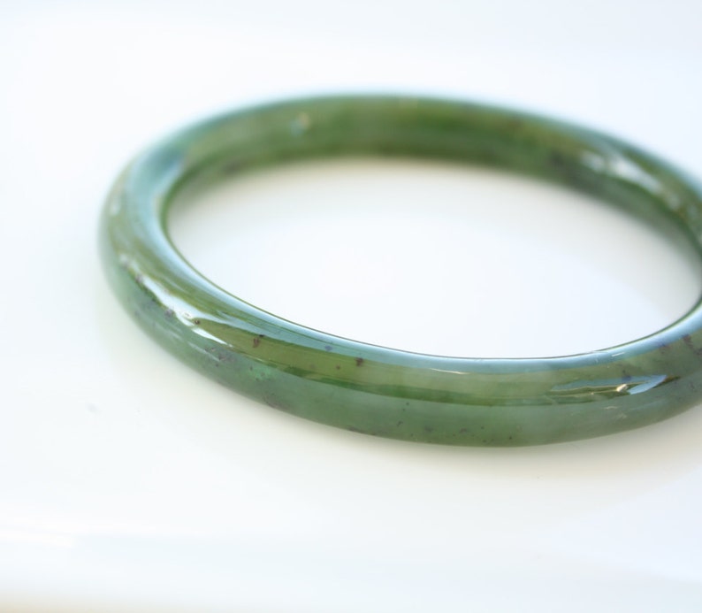 Genuine Jade Bangle, Nephrite Jade Bangle, Carved Nephrite Jade, Healing Heart Chakra, Calming Bangle, Protective Bangle, 35th Anniversary image 2