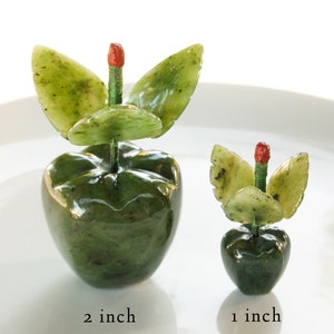 Hand Carved Nephrite Jade Apple: Lucky Charm Gift