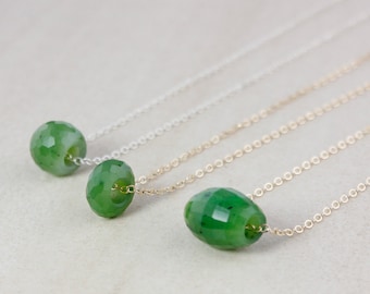 Nephrite Jade Pendant Necklace - Choose Your Jade - Gold Fill or Sterling Silver