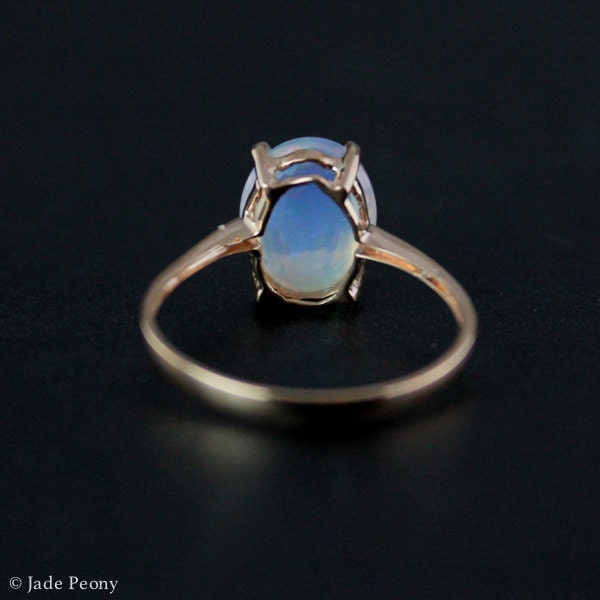 Australian White Opal Ring Rose Gold Crystal Opal 10KT - Etsy