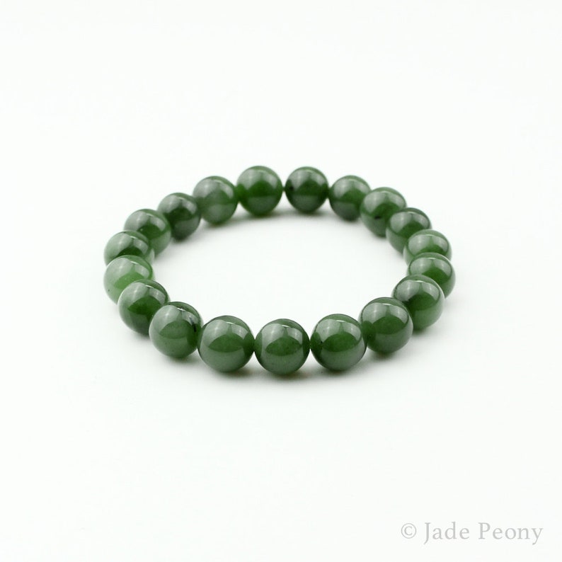 Nephrite Jade Bead Bracelet Round Green Jade 10mm Bead - Etsy