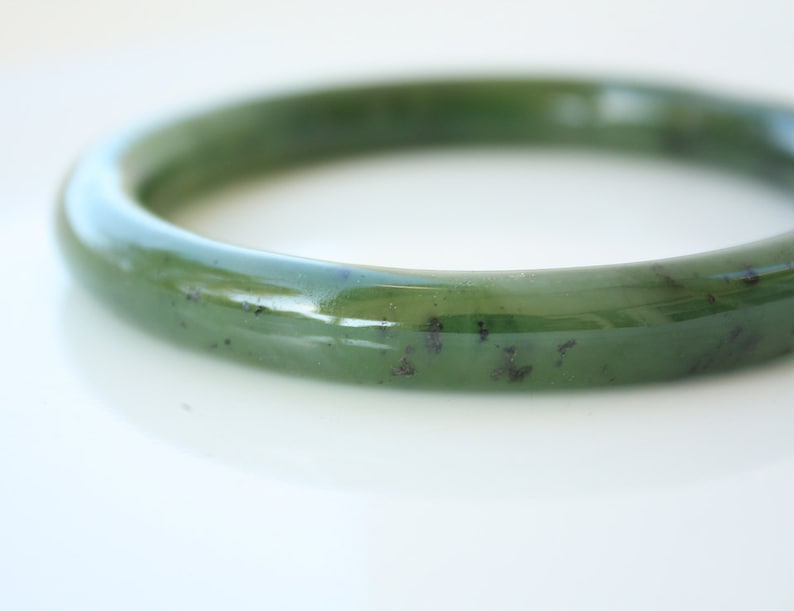 Genuine Jade Bangle, Nephrite Jade Bangle, Carved Nephrite Jade, Healing Heart Chakra, Calming Bangle, Protective Bangle, 35th Anniversary image 3