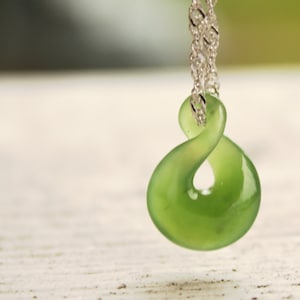 Green Nephrite Jade, Twisted Lucky 8, Infinity Symbol, Twisted Pendant