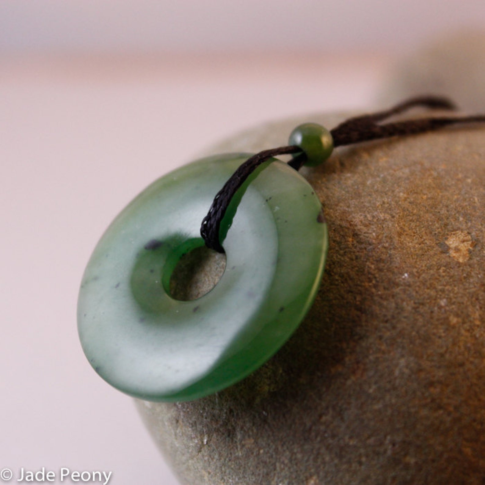 Green Jade Round Donut Necklace Nephrite Jade Necklace Etsy