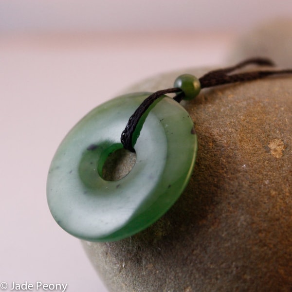 Collier donut rond en jade vert - Collier en jade néphrite