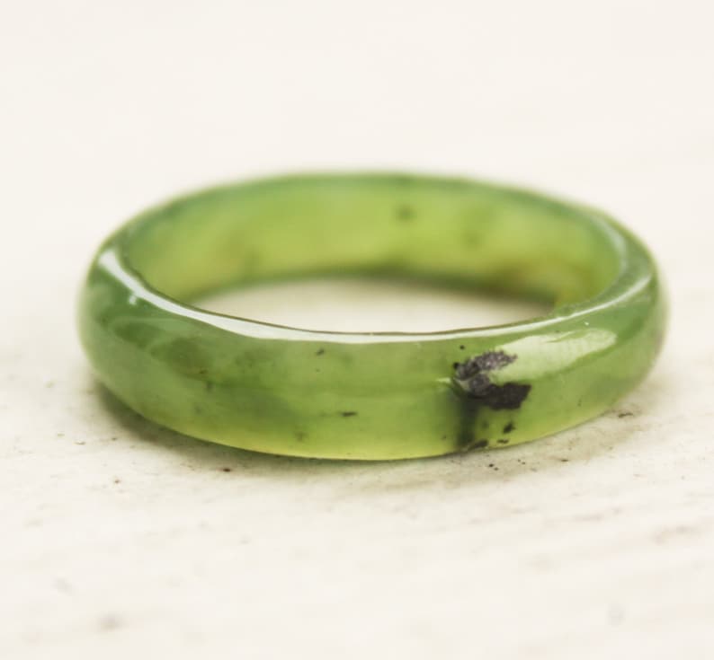 Jade Band Ring Nephrite Green Jade Ring Thin Simple Band Etsy Canada