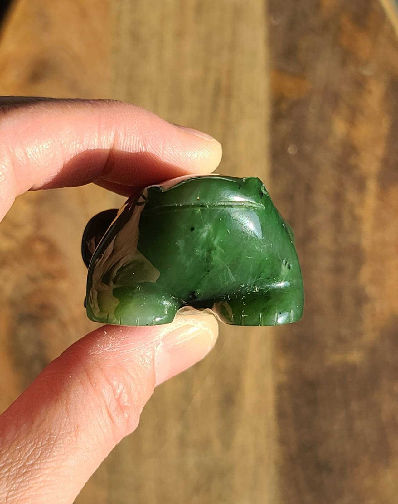 Green Nephrite Jade Frog Carved Green Frog Good Luck Frog Etsy