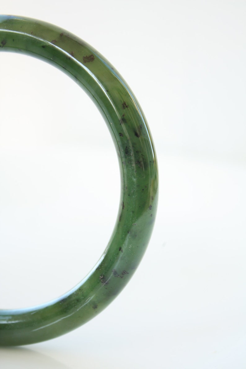 Genuine Jade Bangle, Nephrite Jade Bangle, Carved Nephrite Jade, Healing Heart Chakra, Calming Bangle, Protective Bangle, 35th Anniversary image 4