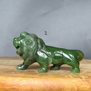 Carved Green Nephrite Jade Lion: Protective Crystal, 35th Anniversary