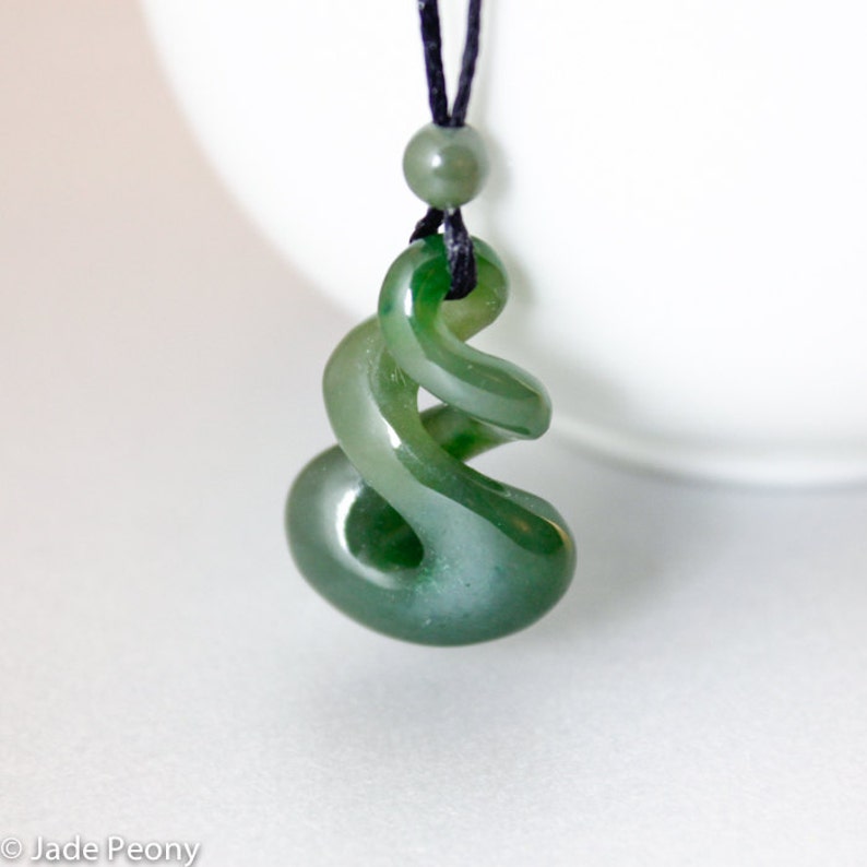 Jade Double Twist Carved Nephrite Jade Necklace Double Etsy