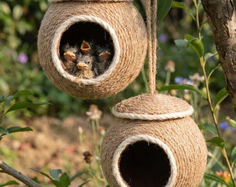 Natürliches gewebtes Gras-Vogelhaus-hängendes Vogel-Nest Boho-rustikale Garten-Dekor-Vogelschutz im Freien