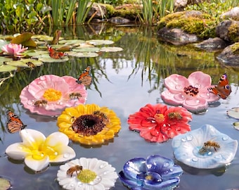Blumengarten-Bienentränke-Stab, Mohn-Schwimm-Bienentränke, Insektentränke, 3D-gedruckte Gartendekoration, Geschenk