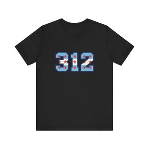 Chicago Area Code 312 T-Shirt, Flag Stars Graphic Tee, City Pride Top
