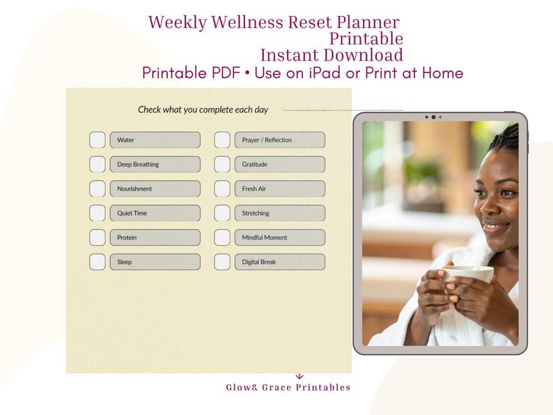 Weekly Wellness Planner Printable | Habit Tracker | Weekly Reset ...