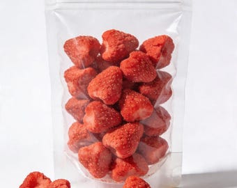 Fresas enteras liofilizadas 30 g / Snack de fruta natural crujiente / Sin azúcar / Vegano / Sin frutos secos / Comida espacial / Hecho en Canadá