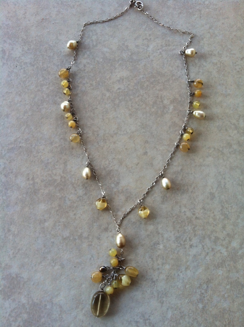 Citrine Pearl NecklaceEarring Set SALE