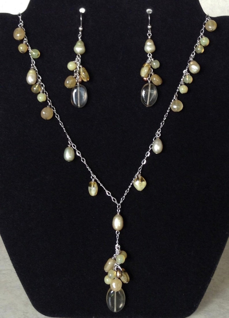 Citrine Pearl NecklaceEarring Set SALE