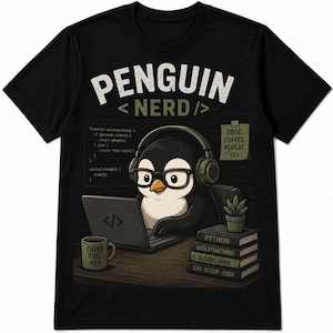 Camiseta personalizada divertida de pingüino programador, camiseta vintage de algodón para programadores de Python, amantes del café y la programación.
