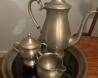 Vintage Pewter Lite FB Rogers Pewter Coffee Set
