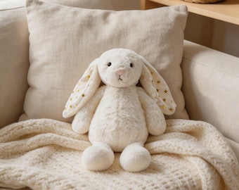 Star Ear Bunny Plush, Soft Floppy Rabbit, Baby Comfort Toy, Cotton Sleep Companion (28cm)