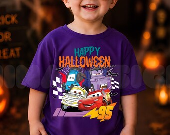 Halloween T-shirt with car design, boys' Halloween party T-shirt, family party T-shirt, all sizes, unisex T-shirt DV76