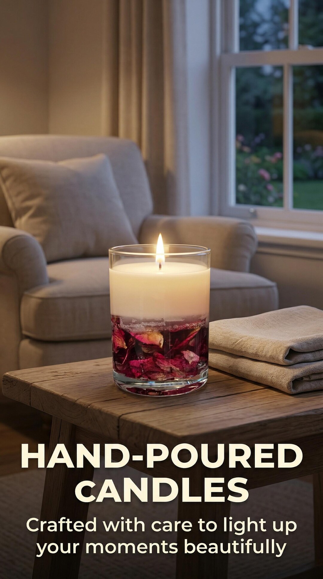 Hand-poured Soy Candle With Dried Flowers | Natural Scented Home Decor ...