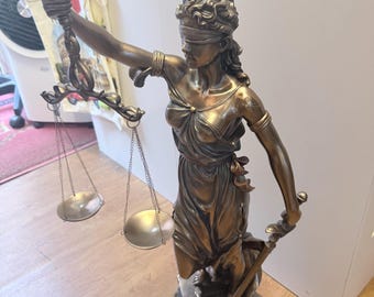 Lady Justice Bronze Statue | Scales of Justice Sculpture | Lawyer Gift | Themis Statue | Legal Office Decor | Blind Justice Art