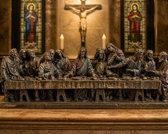 The Last Supper Sculpture – Religious Statue | Handmade Bronze Finish | Christian Art Decor | Made in Italy | Imperivm Art