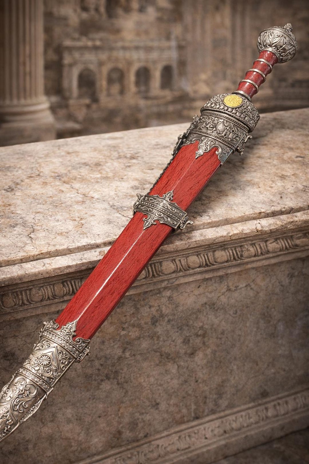 Roman Gladius Sword Replica – Ancient Roman Dagger With Red Scabbard ...