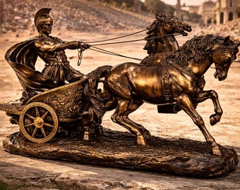 Roman Chariot Statue – Bronze Style Gladiator Ben Hur Sculpture | Ancient Rome Decor | Luxury Roman Souvenir | Imperivm Art