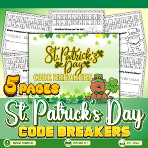 St. Patrick's Day Code Breakers Game for Kids | Printable Activity Worksheets with Jokes and Coloring | Fun Classroom or Home Game