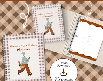 Planificador para pequeñas panaderías y pastelerías / Calendario de horneado, formulario de pedidos, inventario, calendario y organizador de precios