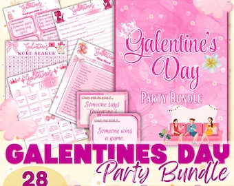 Pacchetto di giochi per la festa di San Valentino per una serata tra ragazze / Giochi di San Valentino stampabili per amiche / 28 attività divertenti per una serata di festa