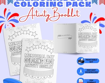 Folleto imprimible para colorear del Día de los Caídos / Paquete de actividades educativas en PDF para niños / Juego de hojas de trabajo para la educación en casa del Día de los Veteranos