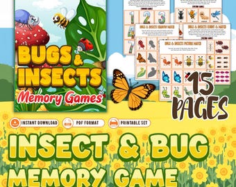 Bugs and Insects Memory Match Game for Kids | Alphabet, Count, Shadow & Picture Card Activities | Preschool and Homeschool Learning Fun