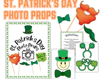Accesorios para fotos del Día de San Patricio, Accesorios imprimibles para fotomatón, Accesorios para fiestas, Descarga instantánea, Decoraciones imprimibles para fiestas de San Patricio