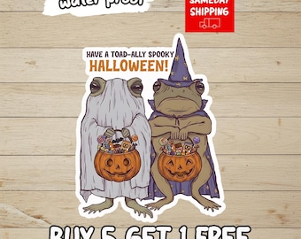 Toad Ally Spooky Halloween Sticker, Funny Frog Ghost Decal, Trick Or Treat Frog Sticker, Cute Halloween Gift, Waterproof Vinyl