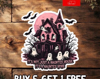 Haunted House Ghost Sticker, Funny Halloween Vinyl Decal, Cute Spooky Season Sticker, Boo Basket Gift, Fall Aesthetic Decor