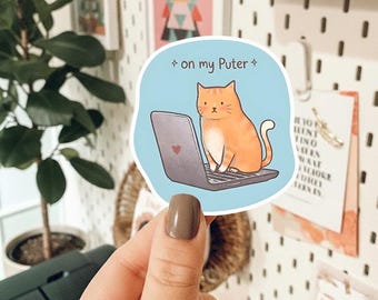 On My Puter Bug Sticker, Funny Computer Bug Decal, Cute Tech Humor Sticker, Programmer Gift, Waterproof Vinyl