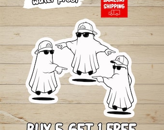 Funny Ghost Sticker, Ghost Pointing Meme Sticker, Halloween Ghost Decal, Spooky Ghost Gang Sticker, Cute Vinyl Laptop Sticker