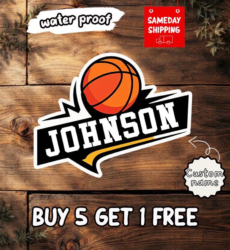 Basketball Name Sticker, Custom Collegiate Font Design, Personalized ...