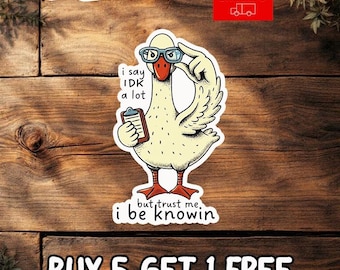 Funny Goose Meme Sticker, I Say IDK But I Know Quote Decal, Silly Bird Humor Gift for Laptop Water Bottle Kindle