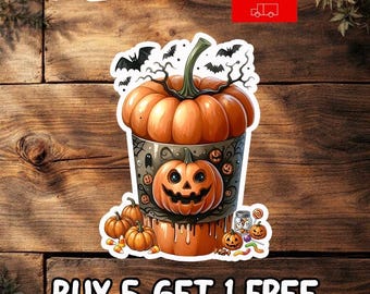 Pumpkin Coffee Sticker, Halloween Coffee Sticker, Spooky Pumpkin Cup Decal, Cute Fall Sticker, Autumn Coffee Lover Gift, Vinyl Decal